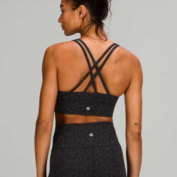 SOLD NWOT Lululemon Energy Bra Leopard Camo Deep Coal Multi - Picture 2 of 4